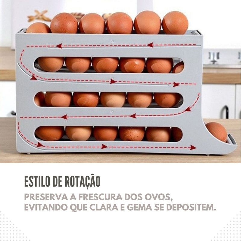 Porta Ovos Suporte Rolante Dispenser Rolante 4 Andares Cor Cinza