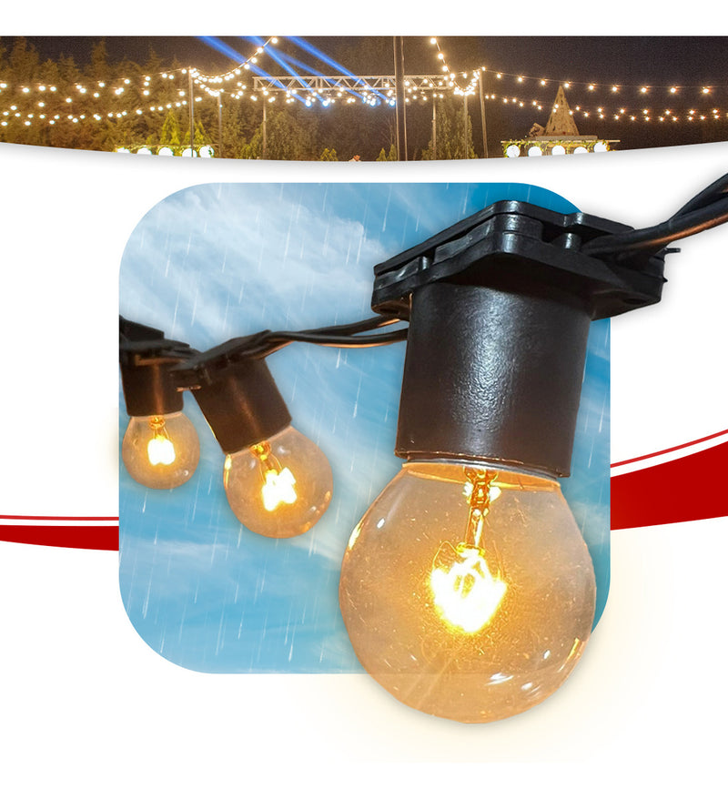 Varal De Luzes 20 Metros Festao Com Lampadas Ja Inclusas Incandescente 15w Clara 220v