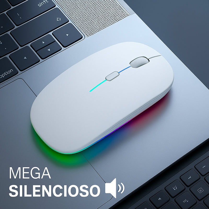 Mouse Sem Fio Recarregável Wireless Optico Led Rgb Ergonômico Sem Fio Para Pc Desktop Notebook Tablet Smartphone Davely Cinza