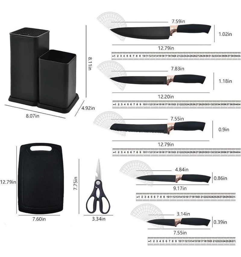Kit Conjunto 19 Pçs De Utensílios Facas Silicone E Plástico