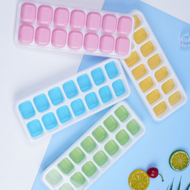 4 Formas De Gelo Cubo Tampa Rígida E Fundo Flexível Silicone