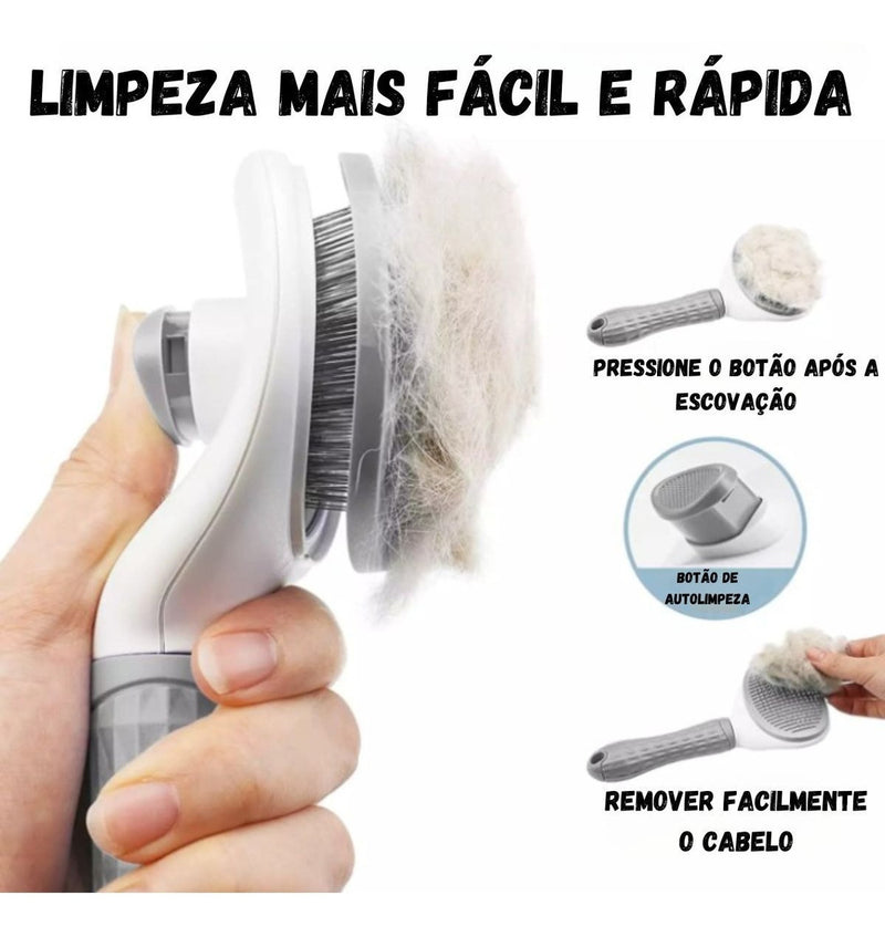 Escova Pelos Pet Automatica Rasqueadeira Magica Gato Cao New Cor Rosa