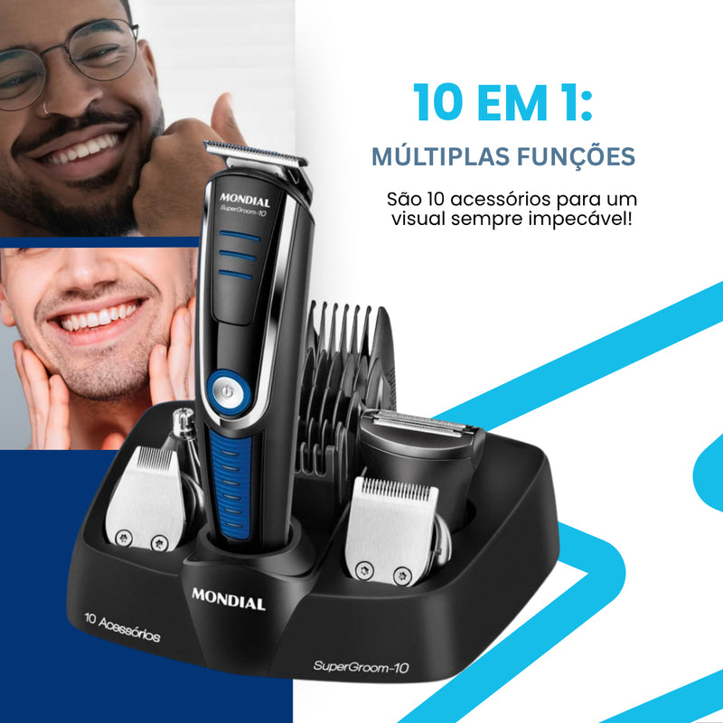 Barbeador Elétrico Maquina Barbear Aparelho Barba 3em1 Cor Preto/azul