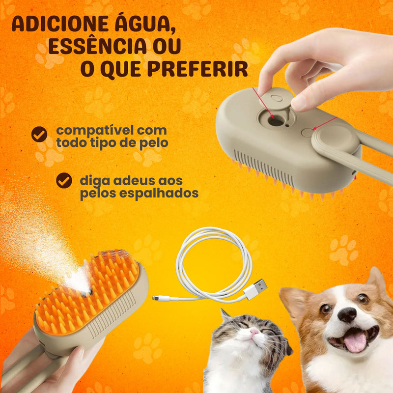 Escova A Vapor 3 Em 1 Pet Removedor Pelos Para Gatos E Cães