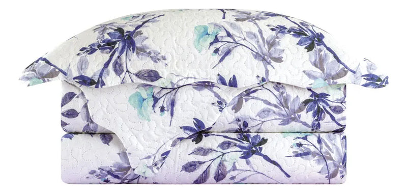 Kit Colcha 2 Peças Microfibra 160cm X 230cm Galáxia Cor Azul
