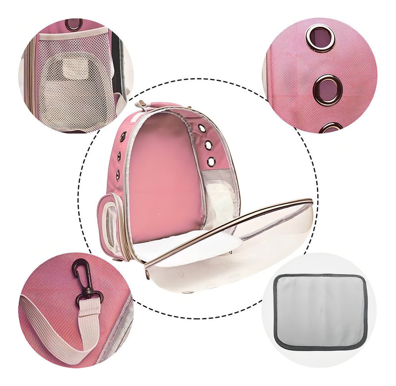 Mochila Para Carregar Gatos Com Capsula Bolha Transparente Cor Cinza