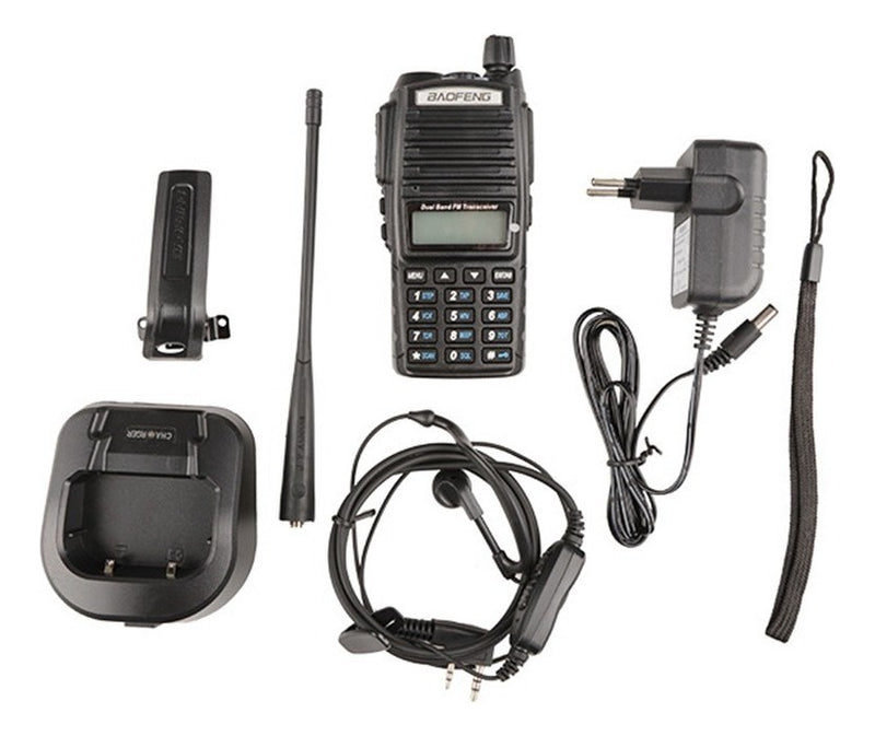 Kit 2 Rádio Ht Comunicador Baofeng Dual Band Uv82 Rádio Fm