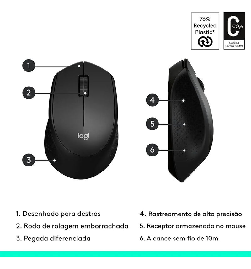 Mouse Logitech M280 S/fio Rc Nano Vermelho