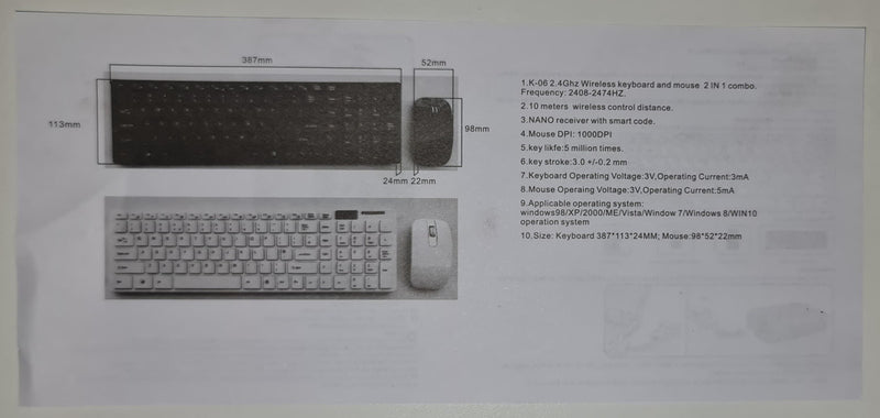 Combo Teclado E Mouse Sem Fio Usb 2.4 Ghz - Ley-171 Cor do mouse Branco Cor do teclado Branco