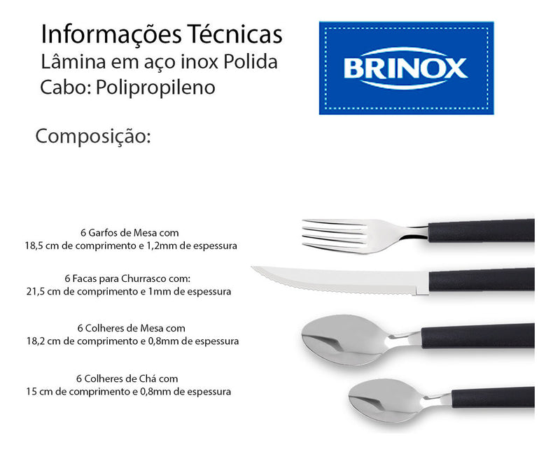 Jogo Talheres Em Aço Inox 24 Peças Riviera Brinox - Cores Cor Vermelho