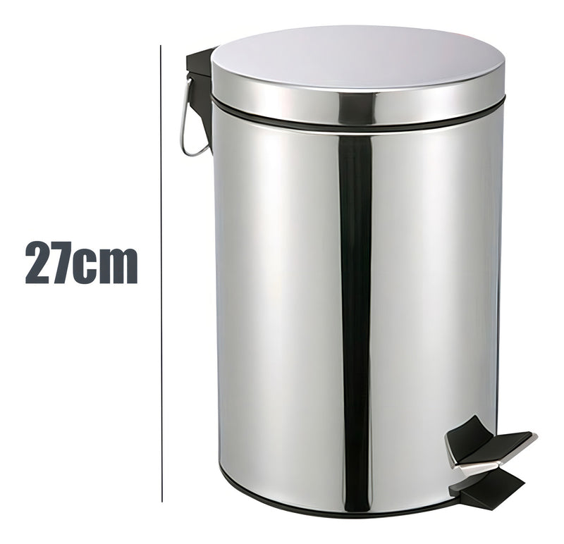 Lixeira Inox 5L com Pedal - Compacta, Higiênica e Resistente para Banheiro e Cozinha | Organize Seu Espaço.