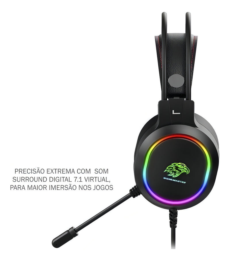 Headset Gamer K-mex Ar43 7.1 Digital Led Rgb Usb