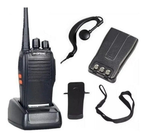 Kit 2 Walkie Talkie Bf-777s Radio Comunicador Fone Baofeng Cor Preto