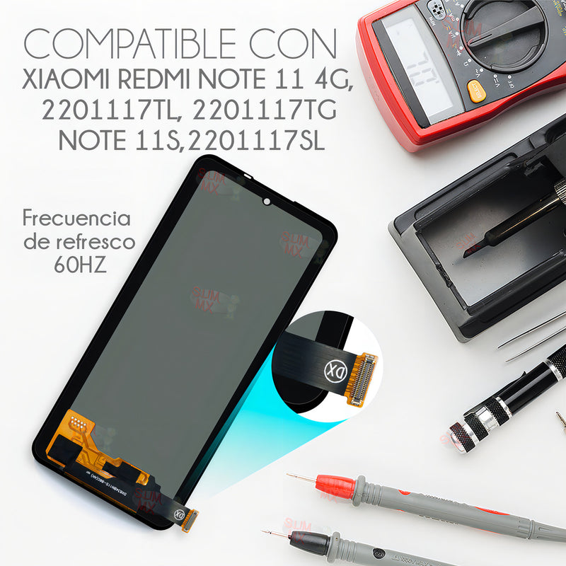 Tela cheia compatível com Xiaomi Redmi Note 11 4g 2201117tl Redmi Note 11s 2201117sl Black Color Slim Company