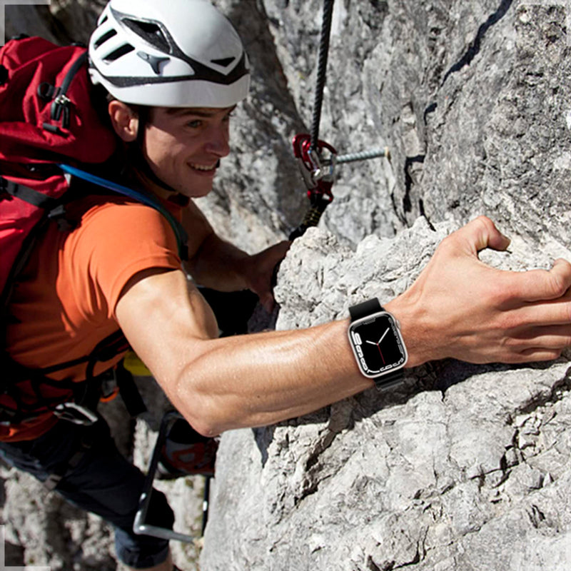 Pulseira Loop Para Watch Apple Ultra Alpine Alpinista Nylon Cor Laranja/Preto - 42mm 44mm 45mm 49mm