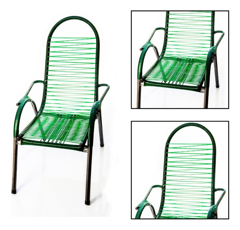 Kit 2 Cadeiras Fio Cordinha Varanda Quintal Area Jardim Cor Verde Lisa