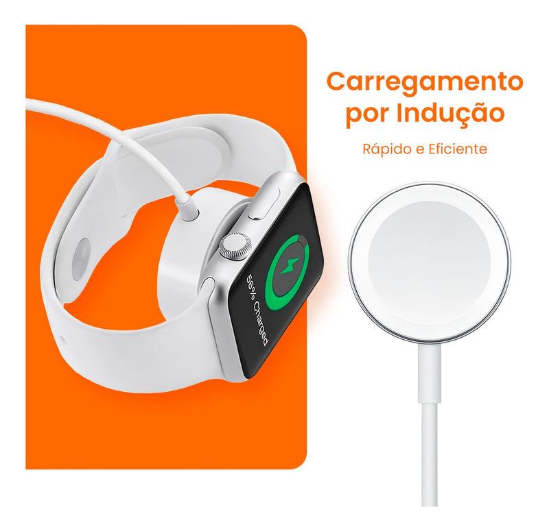 Carregador Compatível Com Apple Watch 2 3 4 5 6 7 8 Se... Cor Branco Usb