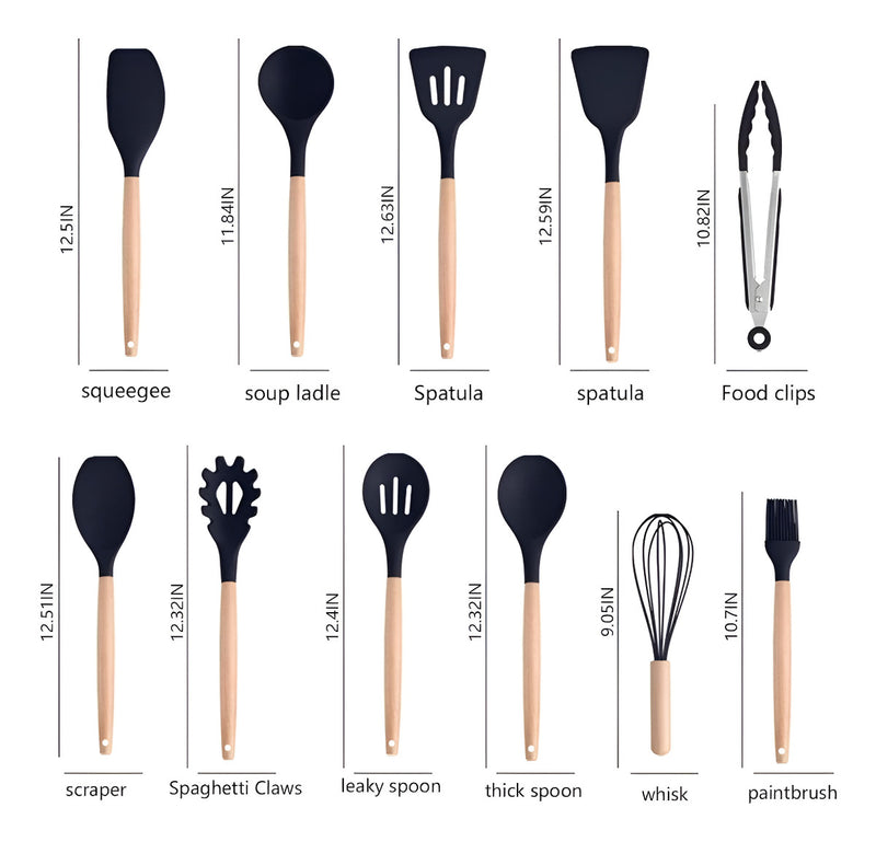 Kit Conjunto 19 Pçs De Utensílios Facas Silicone E Plástico