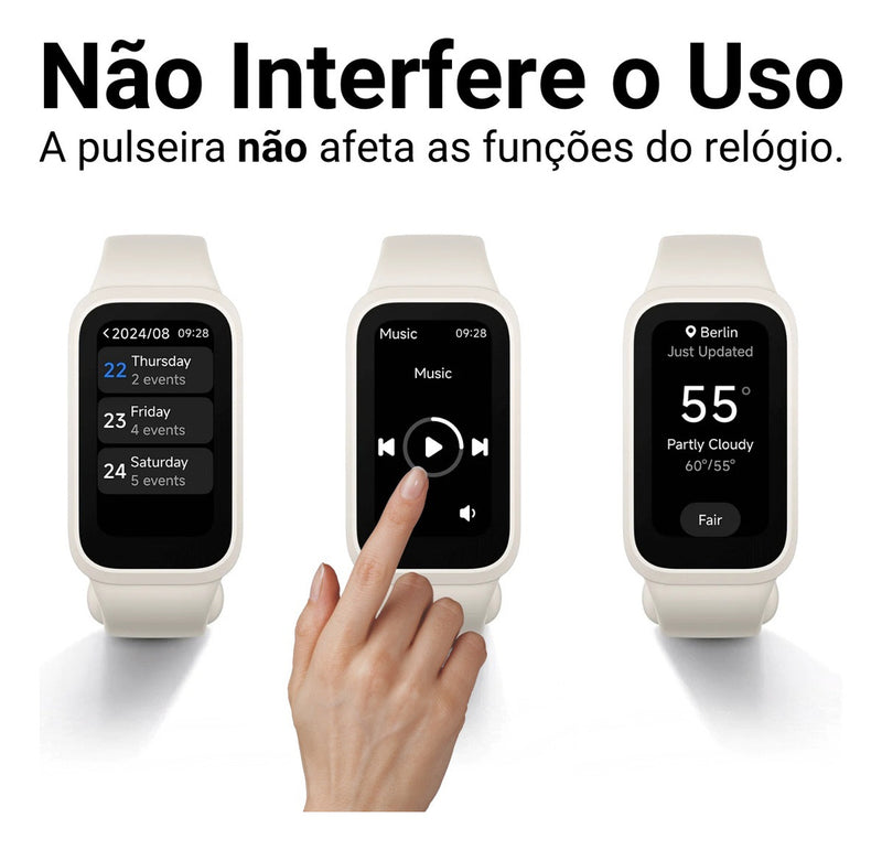 Pulseira 2em1 Protetora Para Xiaomi Smart Band 9 Active 1.47 Cor Rosa-claro