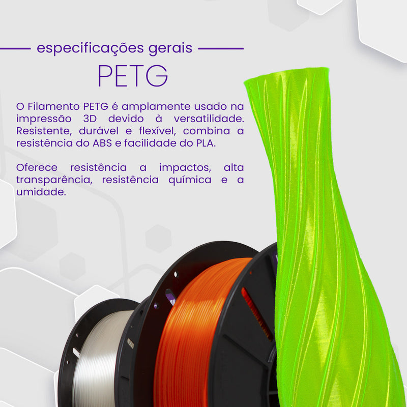 Filamento Petg Premium Translúcido 1kg - Voolt3d Cor Natural translúcido