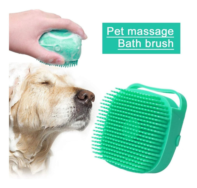 Kit Lava Pet Escova Banho Cachorro Gato Dispenser + Luva Cor Diversas