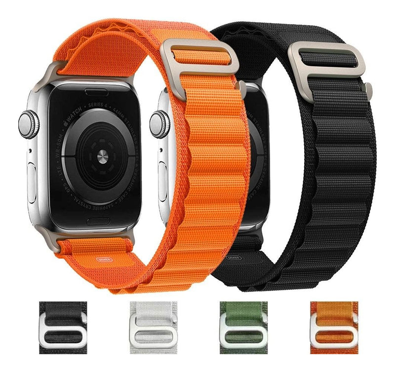 Pulseira Alpine para apple watch ultra 49mm/45mm/44mm/42mm de larguras feita em nylon/ elastano fivela (g-hook loop) cor preto comprimento total 21
