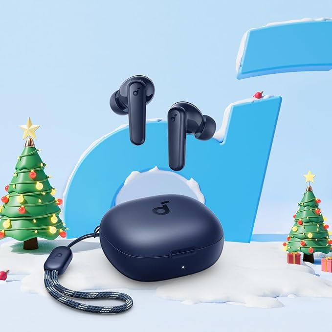 Fone de Ouvido Soundcore P20i Bluetooth 5.3 Grave Potente Drivers 10mm 30h Bateria Carregamento Rápido App Personalização De Som Via App IPX5 2 Mics IA para Chamadas Claras Case Compacto Cor Azul