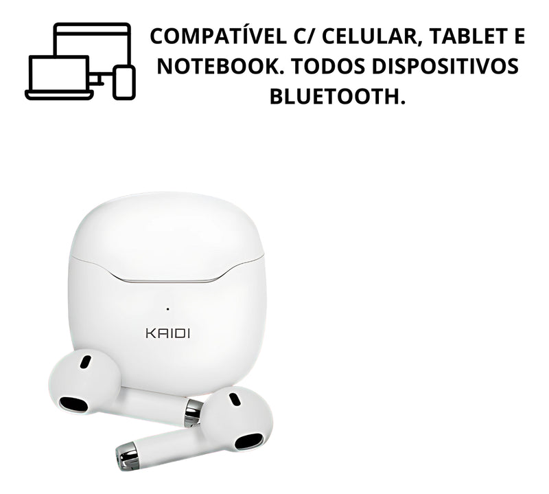 Fone Ouvido Sem Fio Bluetooth V5.1 Kaidi-771 True Wirelees Cor Preto