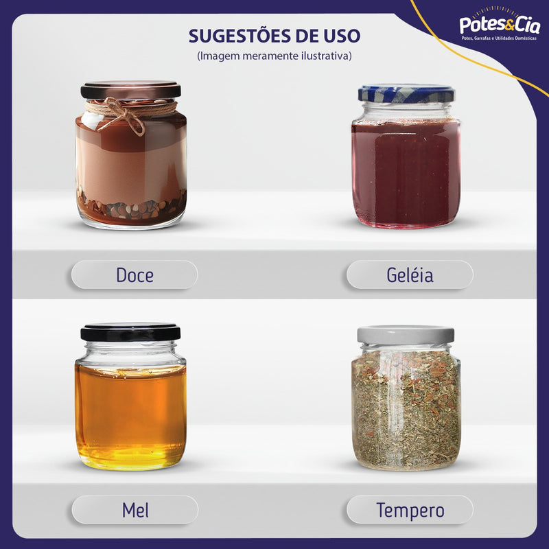 24 Potes De Vidro Belém 240ml Com Tampas Metálicas E Lacres Cor Vermelho Xadrez