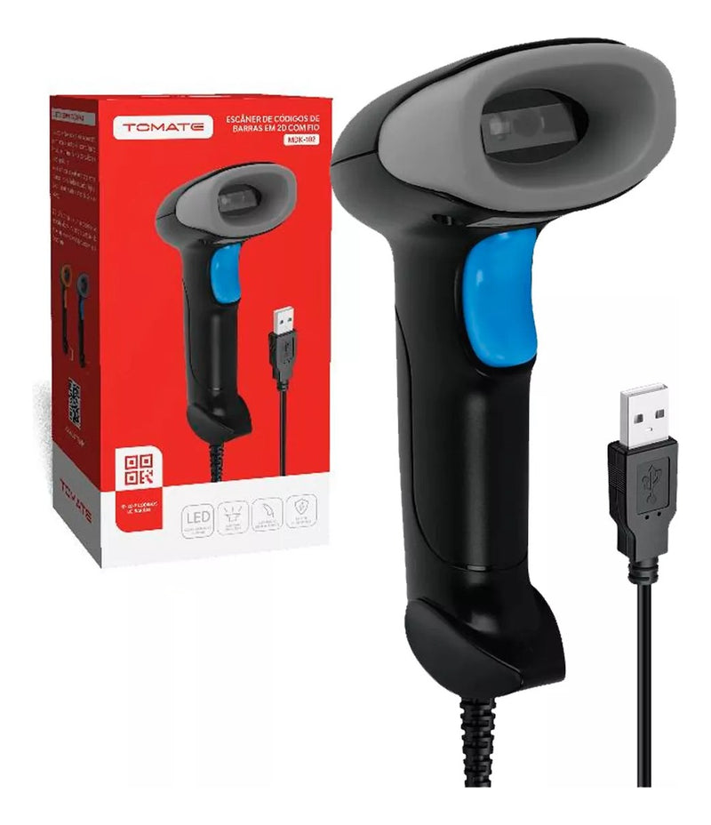 Leitor Código De Barras Com Fio Usb 1d2d Qr Code Danfe Ean Cor Azul