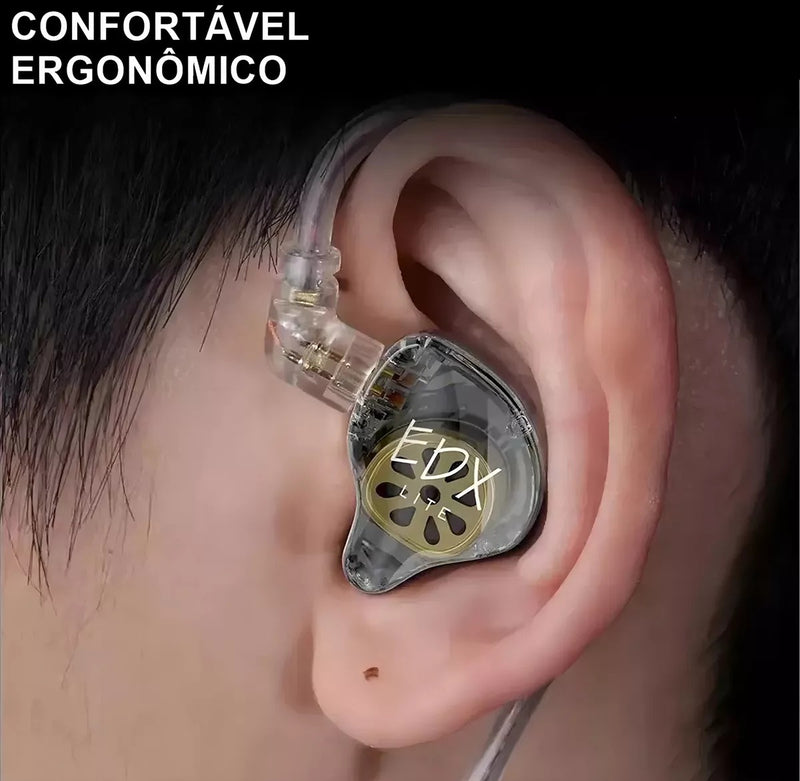 Fone De Ouvido Kz Edx Lite Dj Musical Retorno Palco In-ear Cor Fume