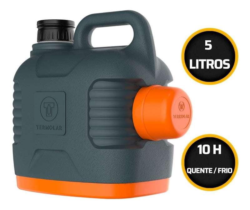 Garrafão Térmico 5 Litros Mantém Gelado Quente Preto E Amarelo Trilha Camping Supertermo Termolar