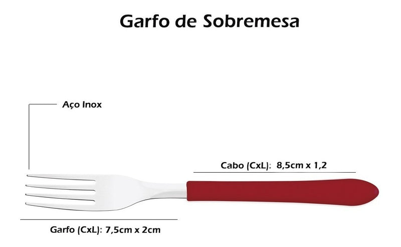 Faqueiro/Cozinha Tramontina Leme Aço Inox 20 Peças Vermelho