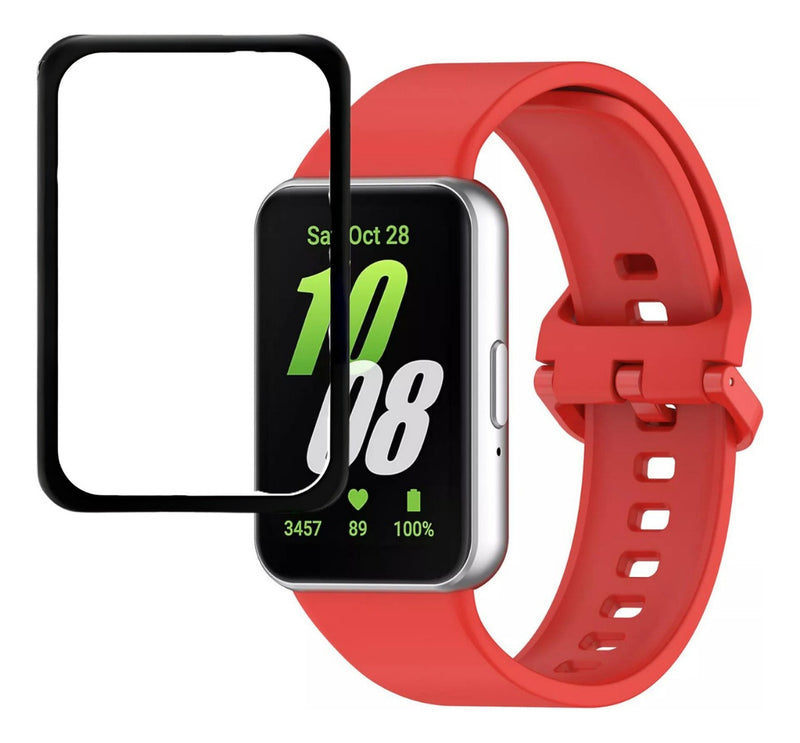 Pulseira Fecho Silicone Para Samsung Galaxy Fit 3 Sm-r390 Cor Nude Largura Da Pulseira 20 Mm