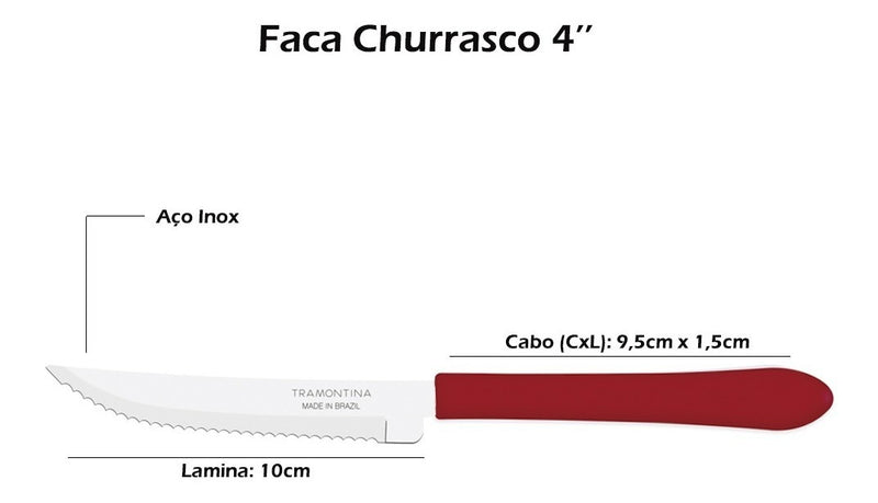 Faqueiro/Cozinha Tramontina Leme Aço Inox 20 Peças Vermelho