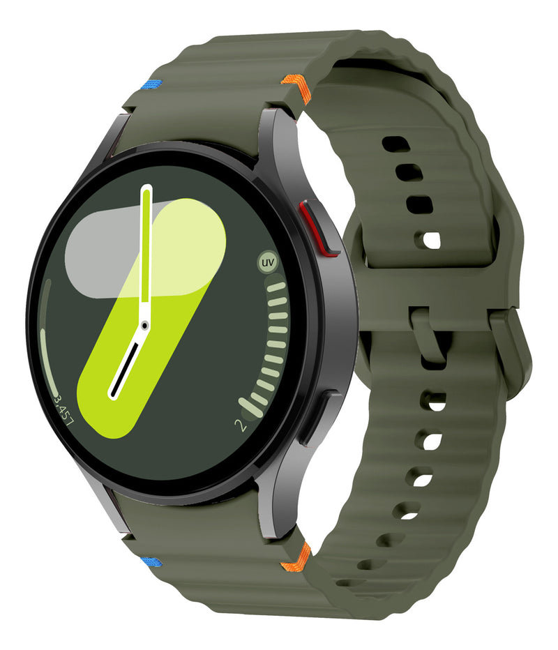 Pulseira De Silicone Ridge 3 Cores 123-alc-07 Marca 123smart Compavel Com Samsung Galaxy Watch 4 5 6 7 Fe 40mm 42mm 43mm 44mm 45mm 46mm 47mm Classic Pro - Cor Verde Militar
