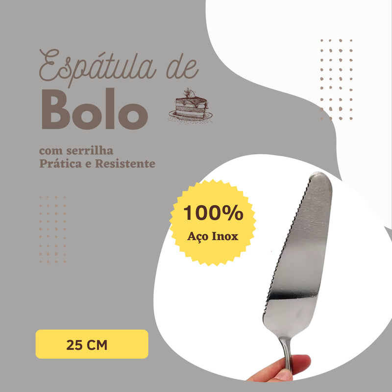 Espátula Pá P/ Cortar Bolo Tortas Doces C/ Serra Em Aço Inox Cor Aço Inox