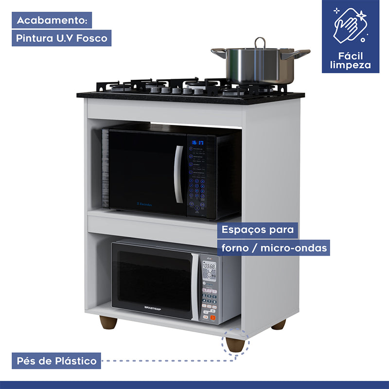 Kit Balcão Turim Com Fogão Cooktop 4 Bocas Itatiaia Preto