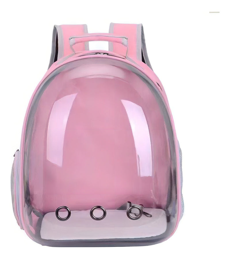Mochila Para Carregar Gatos Com Capsula Bolha Transparente Cor Cinza