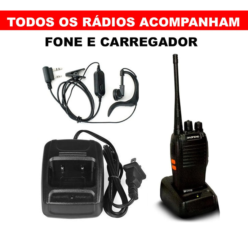 Kit 3 Radio Comunicador Walktalk 12km Segurança Profissional Cor Preto