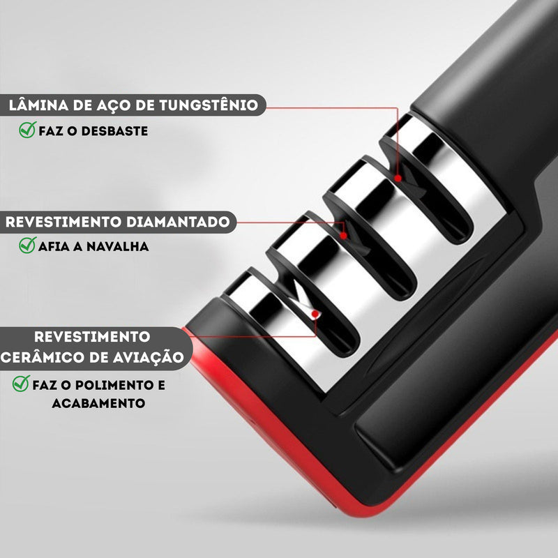 Afiador Amolador De Facas 3 Opções De Afiar Profissional Moderna Mix