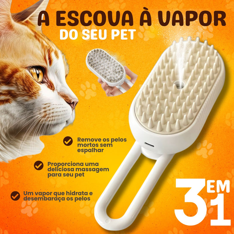 Escova A Vapor 3 Em 1 Pet Removedor Pelos Para Gatos E Cães