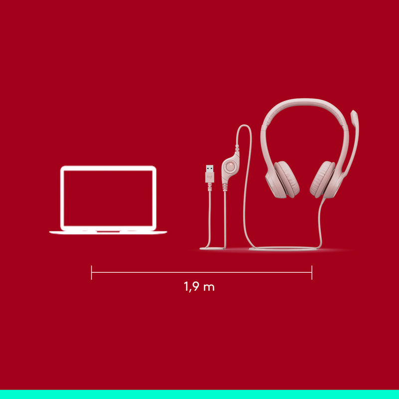 Headset com fio USB Logitech H390 Preto
