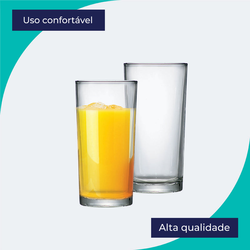 Jogo de Copos de Vidro Long Drink para Água e Suco 255ml 6pcs Ruvolo