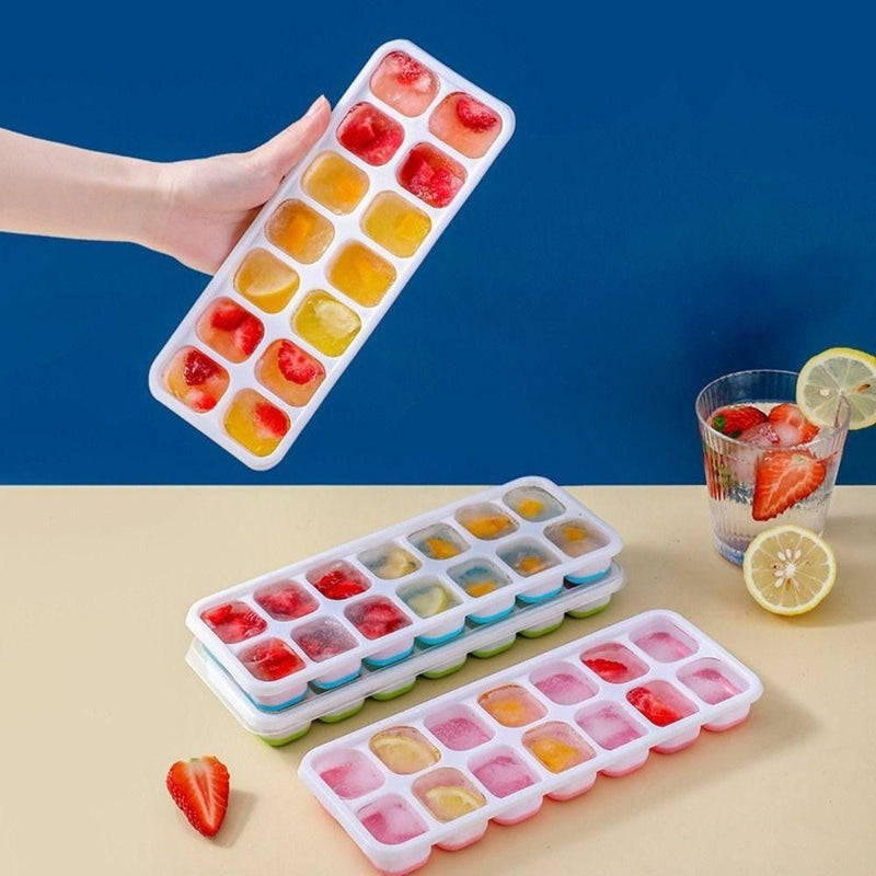 4 Formas De Gelo Cubo Tampa Rígida E Fundo Flexível Silicone