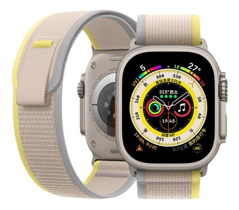 Pulseira Alpine para apple watch ultra 49mm/45mm/44mm/42mm de larguras feita em nylon/ elastano fivela (g-hook loop) cor preto comprimento total 21