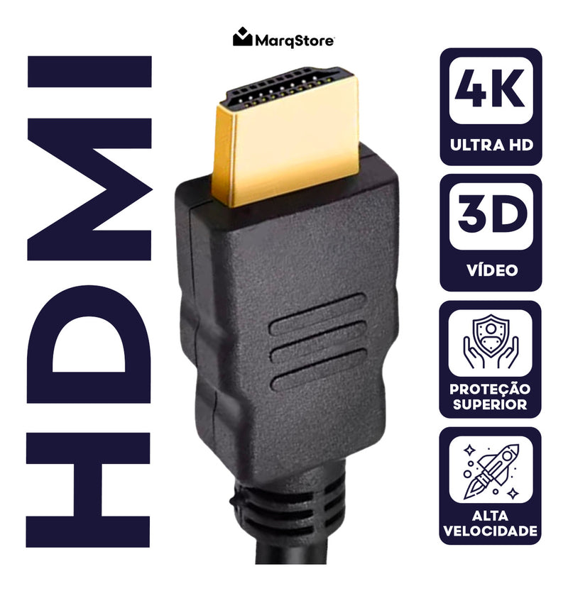 Cabo Hdmi Gold 10m Metros Marqs Home 1.4 HDMI Preto Mts 4k 3d Full Hd Blindado Tv Pc Video Game
