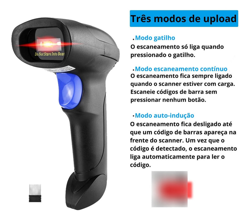 Leitor De Código De Barras QrCode Goldensky Gs-l8 Sem Fio 2d Danfe Wireless Usb