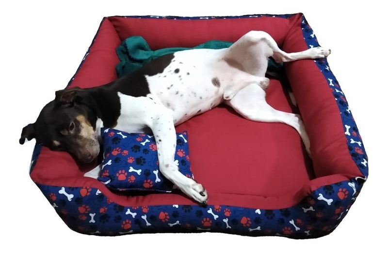Cama Cachorro 70x70 Cama Pet Pra Cachorro Grande + Manta Cor Marrom De Coroinhas