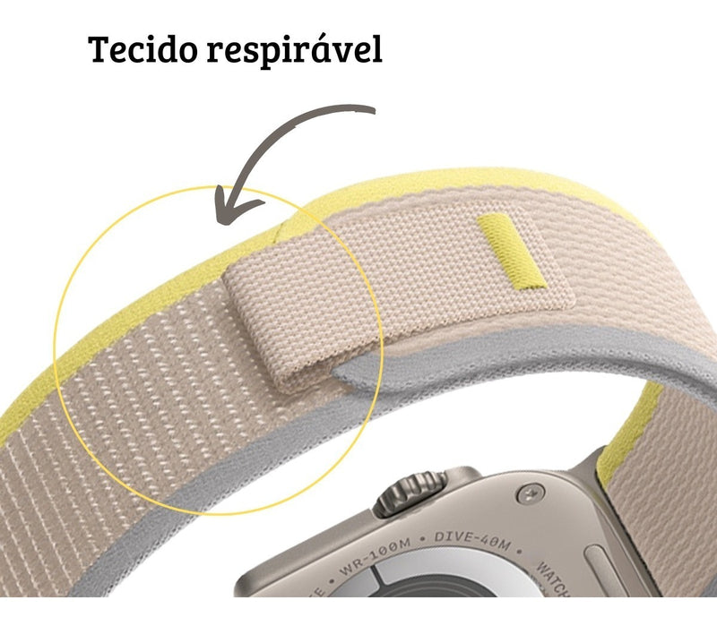 Pulseira Alpine para apple watch ultra 49mm/45mm/44mm/42mm de larguras feita em nylon/ elastano fivela (g-hook loop) cor preto comprimento total 21